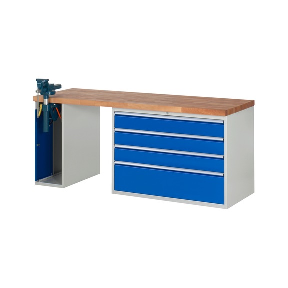 RAU Workbench 2000x700x840mm 4xpartial drawer runner 1xfolding vice lift - Workbench series 7000