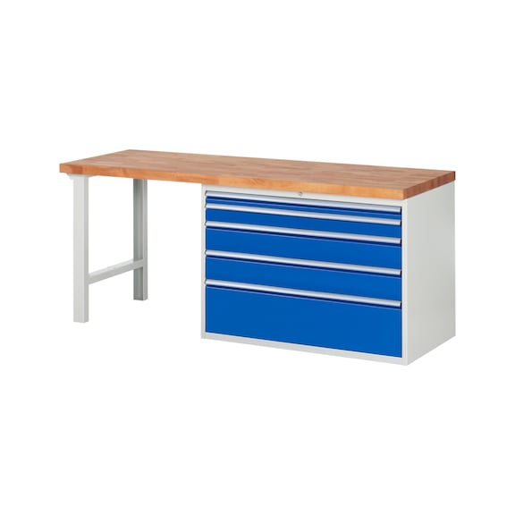RAU Workbench 2000x700x840mm 5xDrawer Partial Extension Series 7711A1 - Workbench series 7000