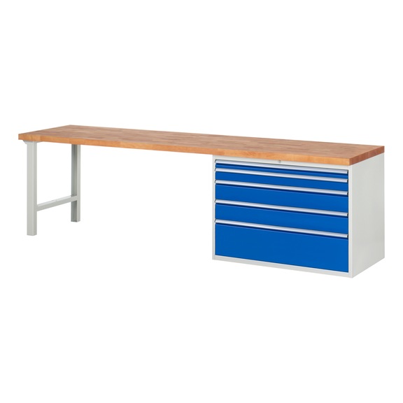 RAU Workbench 3000x700x840mm 5xpartial drawer runner Series 7711A1 - Workbench series 7000