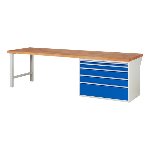 RAU Workbench 3000x900x840mm 5xpartial drawer runner Series 7711A1 - Workbench series 7000