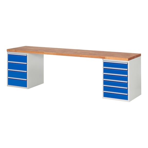 RAU Workbench 3000x700x840mm 10xpartial drawer runner Series 7821A3 - Workbench series 7000