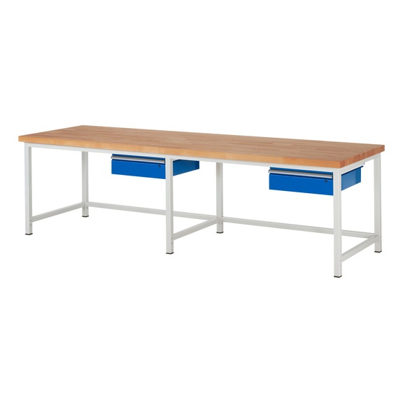 RAU Werkbank 3000x900x840mm 2xSchublade-Teilauszug Serie 8001A1 - Werkbank Serie 8000 Gestellbauweise