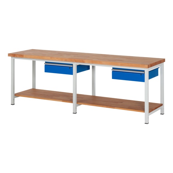 RAU Workbench 2500x700x840mm 2xDrawer Part Pull-out Series 8001A7 - Workbench series 8000