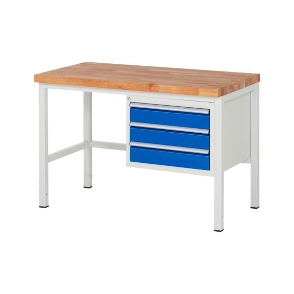 RAU Workbench 1250x700x840mm 3xDrawer Partial Extension Series 8127A1 - Workbench series 8000
