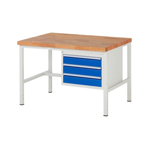 RAU Workbench 1250x900x840mm 3xPartial drawer runner Series 8127A1 - Workbench series 8000