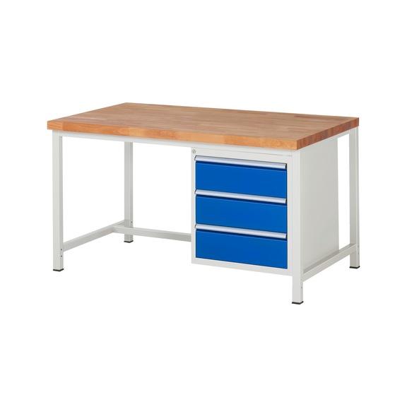 RAU Workbench 1500x900x840mm 3xPartial drawer runner Series 8157A1 - Workbench series 8000