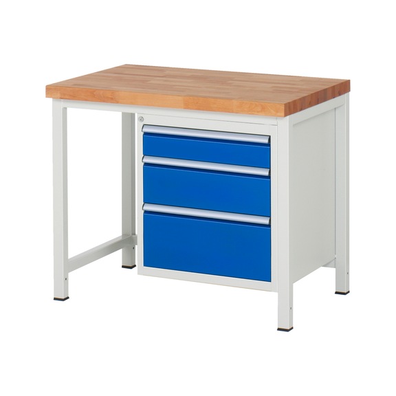 RAU Werkbank 1000x700x840mm 3xSchublade-Teilauszug Serie 8159A1 - Werkbank Serie 8000 Gestellbauweise