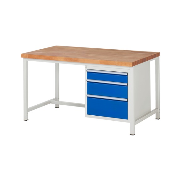 RAU Werkbank 1500x900x840mm 3xSchublade-Teilauszug Serie 8159A1 - Werkbank Serie 8000 Gestellbauweise