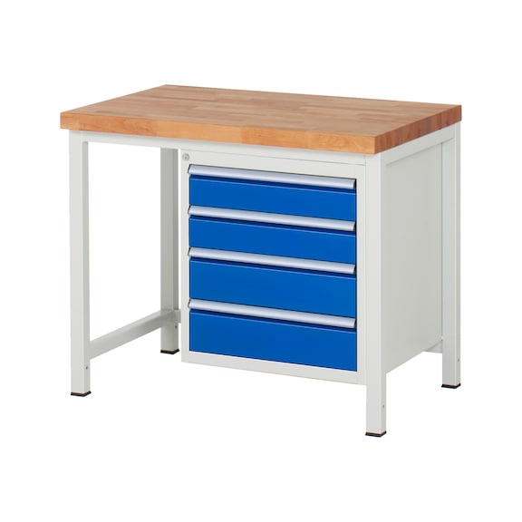 RAU Workbench 1000x700x840mm 4xDrawer Partial Extension Series 8162A1 - Workbench series 8000