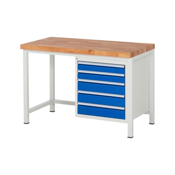 RAU Workbench 1250x700x840mm 5xpartial drawer runner Series 8171A1 - Workbench series 8000
