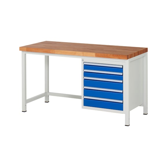RAU Workbench 1500x700x840mm 5xpartial drawer runner Series 8171A1 - Workbench series 8000