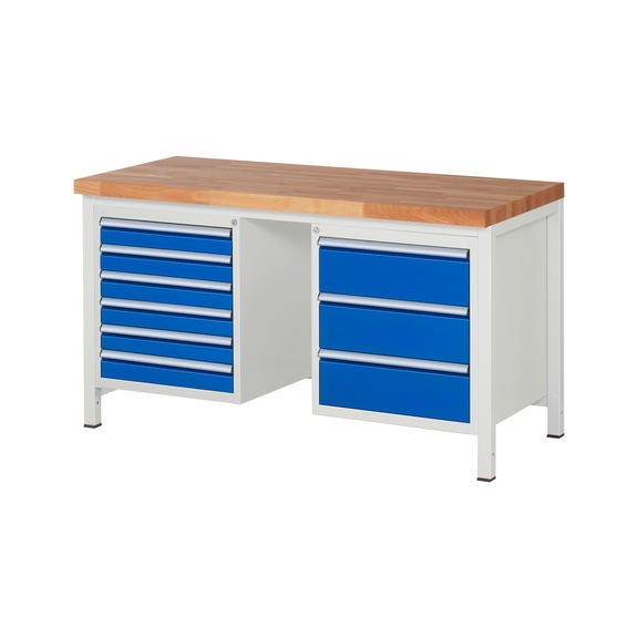 RAU Workbench 1500x700x840mm 9xpartial drawer runner Series 8183A1 - Workbench series 8000