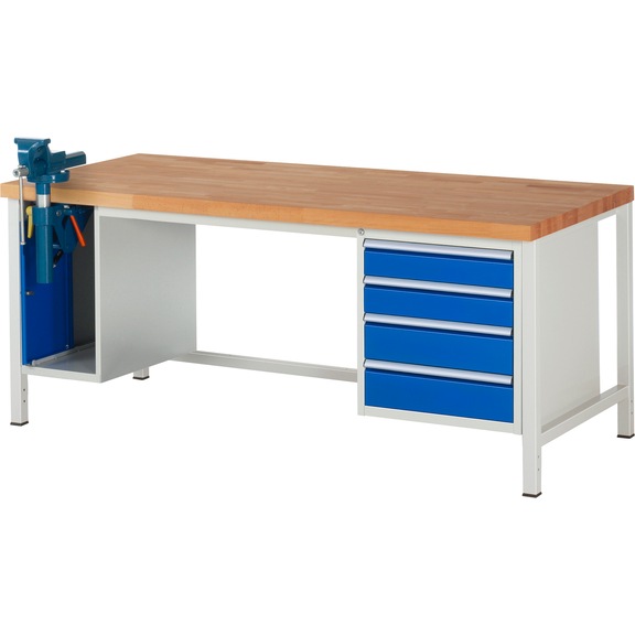 RAU Workbench 2000x900x840mm 4xDrawer Part Extension Vice Folding Lift - Workbench series 8000