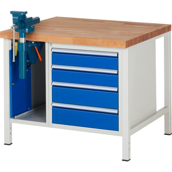 RAU Workbench 1000x900x840mm 4xDrawer Partial Extension Vice Folding Lift - Workbench series 8000