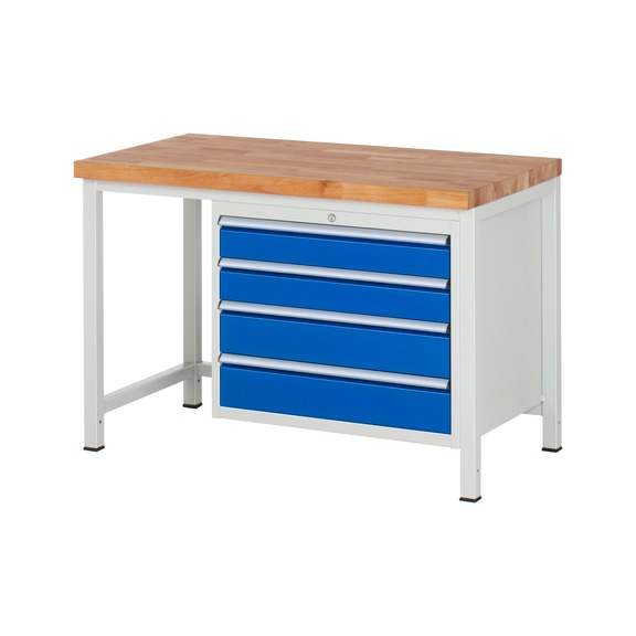RAU Workbench 1250x700x840mm 4xDrawer Partial Extension Series 8262A1 - Workbench series 8000
