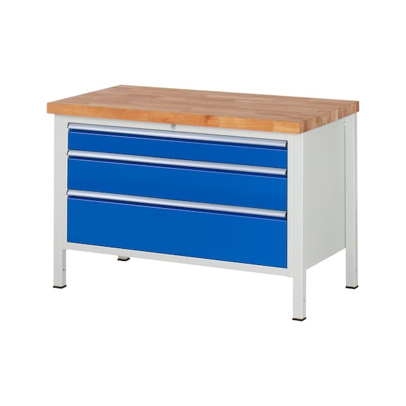 RAU Werkbank 1250x700x840mm 2xSchublade-Teilauszug Serie 8359A2 - Werkbank Serie 8000 Gestellbauweise