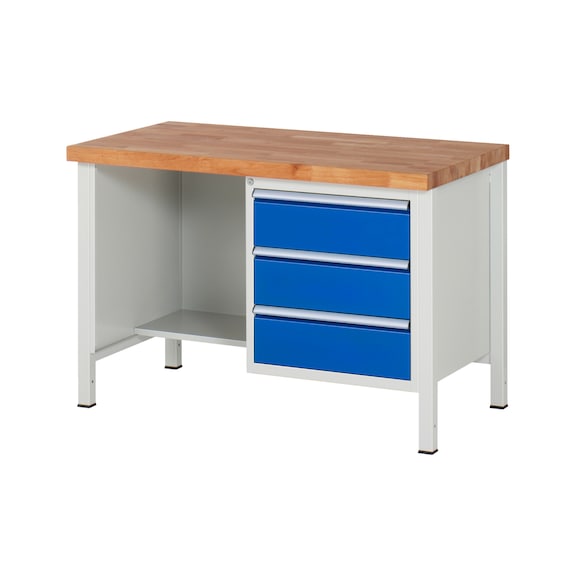 RAU Workbench 1250x700x840mm 3xDrawer Partial Extension Series 8452A2 - Workbench series 8000