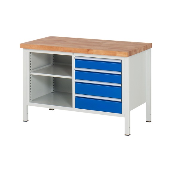 RAU Workbench 1250x700x840mm 4xDrawer Partial Extension Series 8463A2 - Workbench series 8000
