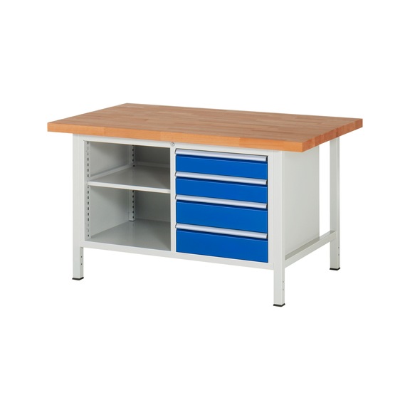 RAU Workbench 1500x900x840mm 4xDrawer Partial Extension Series 8463A2 - Workbench series 8000