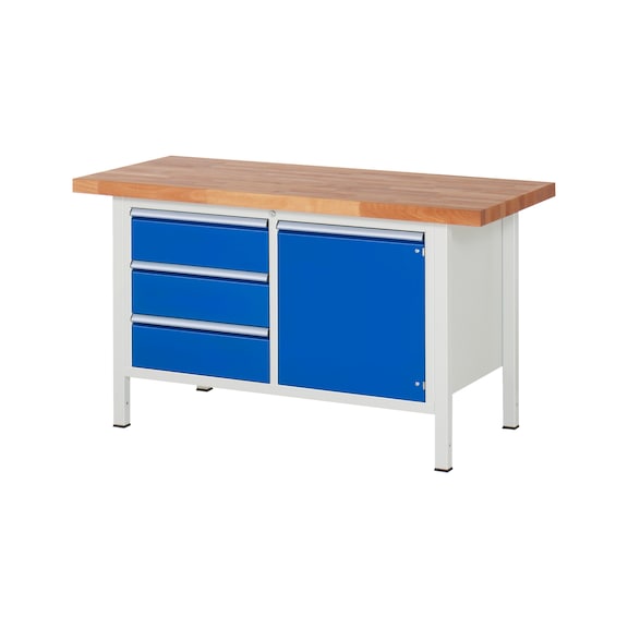 RAU Werkbank 1500x700x840mm 3xSchublade-Teilauszug 1xTüre Serie 8468A2 - Werkbank Serie 8000 Gestellbauweise