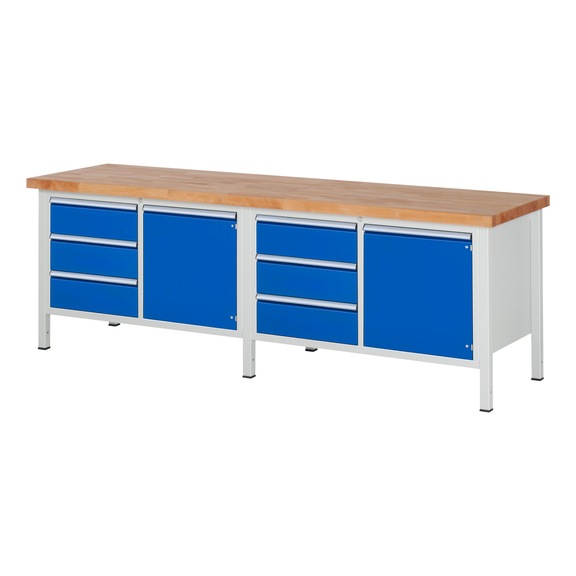 RAU Workbench 2500x700x840mm 6xpartial drawer extension 2xdoors Series 8468A2 - Workbench series 8000