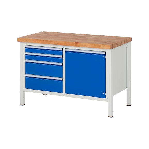 RAU Workbench 1250x700x840mm 4xpartial drawer extension 1xdoor Series 8470A2 - Workbench series 8000