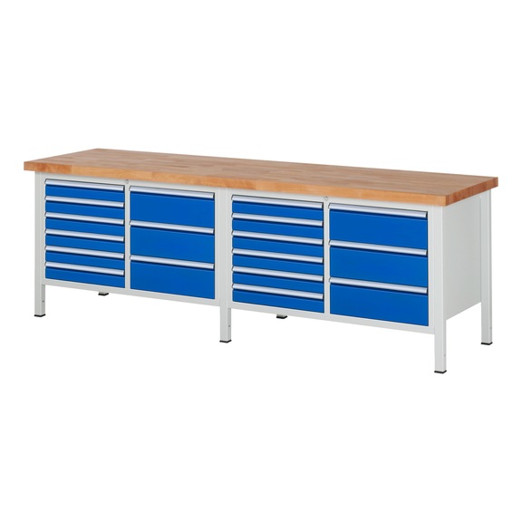 RAU Workbench 2500x700x840mm 16xpartial drawer runner Series 8479A2 - Workbench series 8000