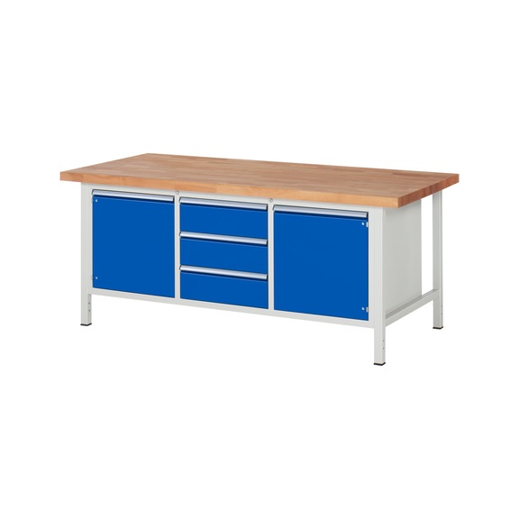 RAU Workbench 2000x900x840mm 3xDrawer Partial Extension 2xDoors Series 8569A2 - Workbench series 8000