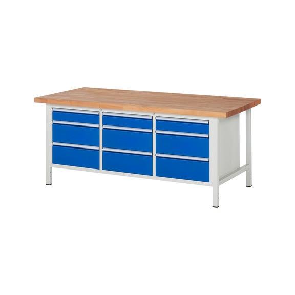 RAU Workbench 2000x900x840mm 9xpartial drawer runner Series 8573A2 - Workbench series 8000