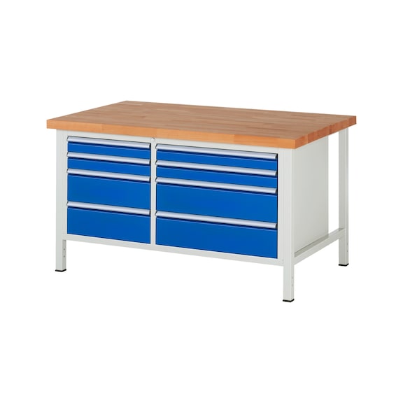 RAU Workbench 1500x900x840mm 8xpartial drawer runner Series 8654A2 - Workbench series 8000