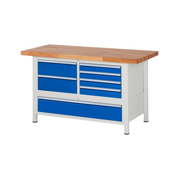 RAU Workbench 1500x700x840mm 7xpartial drawer runner Series 8931A2 - Workbench series 8000