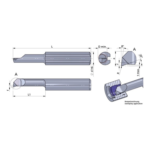 L050.25-16/K10F DÜMMEL, Ultramini Schneideinsatz Ø4x30; L1=16; R=0.05 - Typ 050, Ultramini Schneideinsatz