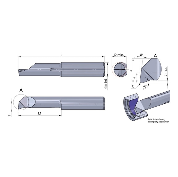 LF050.4-10/P18C-NH DÜMMEL, Ultramini Superfinish Ø4x24; L1=10; R=0.4; tmax=0.25 - Typ F050, Ultramini Superfinisch Schneideinsatz