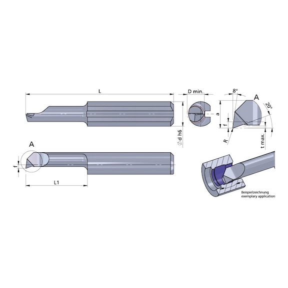 L055.4-24/AL41F DÜMMEL, Ultramini Schneideinsatz Ø4x38; L1=24; R=0.05; tmax=0.3 - Typ 055, Ultramini Schneideinsatz