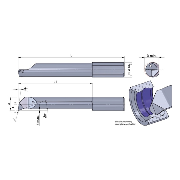 R050.7-35B/AL41F DÜMMEL, Ultramini Schneideinsatz Ø7x50; L1=35; R=0.15; tmax=0.6 - Typ 050...B, Ultramini Schneideinsatz