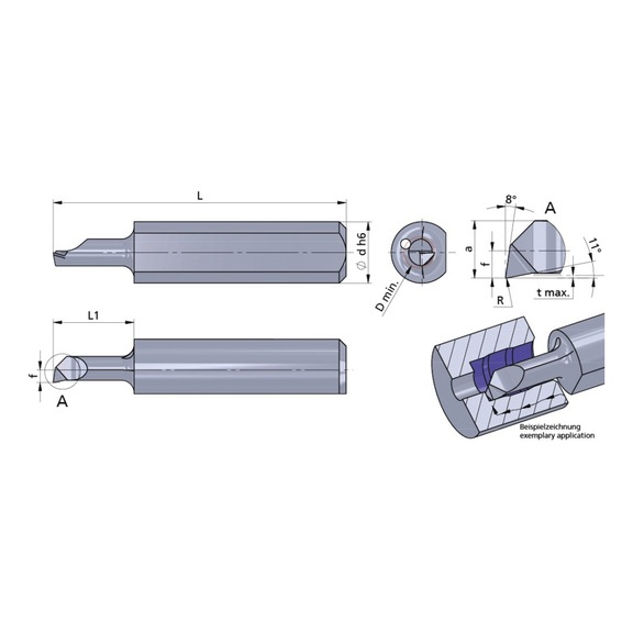 LM050.08-4/K10F DÜMMEL, Ultramini Mediline Schneideinsatz Ø4x20; L1=4; R=0.02 - Typ M050, Ultramini Schneideinsatz