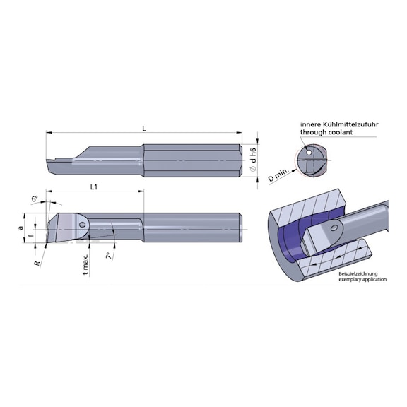 RX050.4-16R10/K10F DÜMMEL, Ultramini Xtraline Schneideinsatz Ø4x30; L1=16; R=0.1 - Typ X050, Ultramini Schneideinsatz