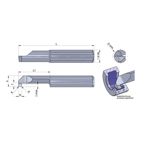 R005M0200-10/AL41F DÜMMEL, Ultramini Schneideinsatz Ø5x25; L1=10; b=2.0+0.05 - Typ 005M, Ultramini Schneideinsatz