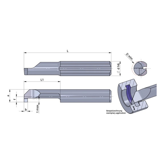 L006.0100-22/CN45F DÜMMEL, Ultramini Schneideinsatz Ø6x37; L1=22; b=1.0+0.05 - Typ 006, Ultramini Schneideinsatz