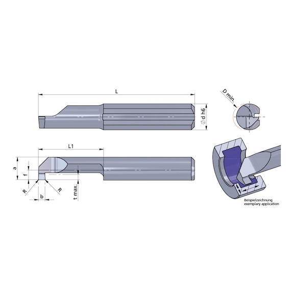 L006M0150-22/AL41F DÜMMEL, Ultramini Schneideinsatz Ø6x37; L1=22; b=1.5+0.05 - Typ 006M, Ultramini Schneideinsatz