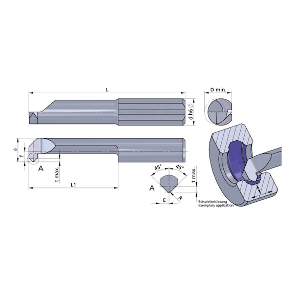 L060.6-25/K10F DÜMMEL, Ultramini Schneideinsatz Ø6x40; L1=25; 2x45° - Typ 060, Ultramini Schneideinsatz