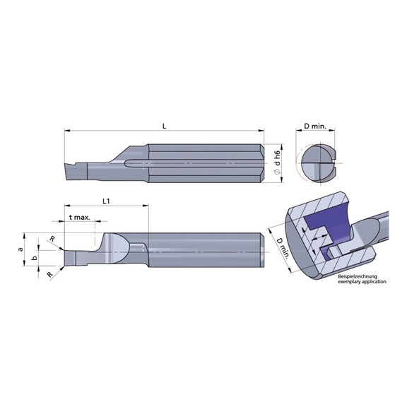 L510M2008-20/AL41F DÜMMEL, Ultramini Schneideinsatz Ø5x35; L1=20; b=2.0+0.05 - Typ 510M, Ultramini Schneideinsatz