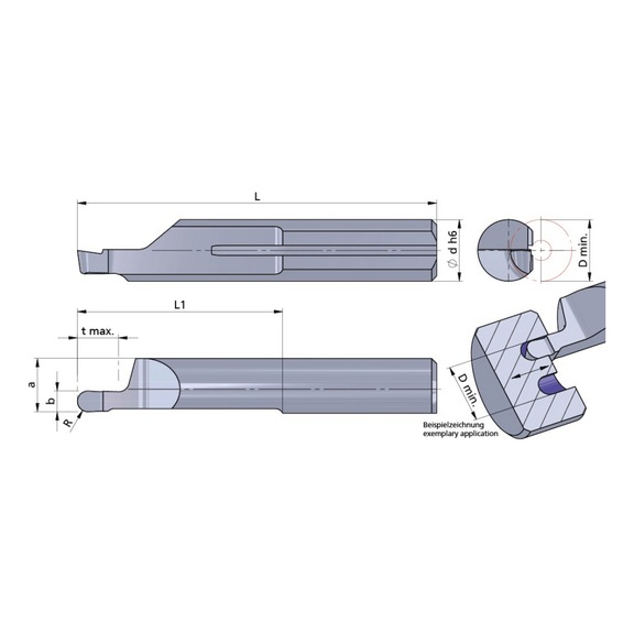 R620.2010-20/AL41F DÜMMEL, Ultramini Schneideinsatz Axial Ø6x35; L1=20; b=2.0; R=1.0 - Typ 620, Ultramini Schneideinsatz