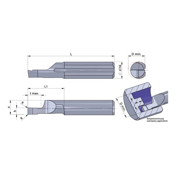 L010M2008-20/AL41F DÜMMEL, Ultramini Schneideinsatz Axial Ø7x35; L1=20; b=2.0+0.05 - Typ 010M, Ultramini Schneideinsatz