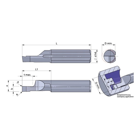 L010M2008-30/AL41F DÜMMEL, Ultramini Schneideinsatz Axial Ø7x45; L1=30; b=2.0+0.05 - Typ 010M, Ultramini Schneideinsatz
