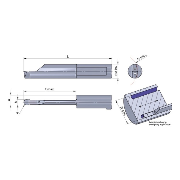 L012.2512-20/AL41F DÜMMEL, Ultramini Axial mit Doppelkühlung Ø8x40; b=2.5; R=1.25; tmax=20 - Typ 012, Ultramini Schneideinsatz