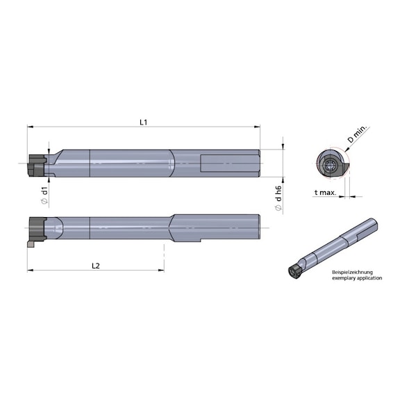 607.A06.40HM DÜMMEL, Minicut Klemmhalter - Adapter Ø6x61mm L2=40mm - Typ 607.A06, Minicut Klemmhalter-Adapter