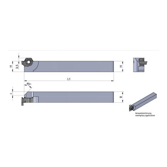 R618.SQ20.ST.A DÜMMEL, Minicut Klemmhalter axial L1=125; B=20; abgesetzt - Typ 614.SQ / 618.SQ, Minicut Klemmhalter