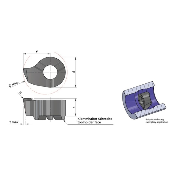 RS08.046C.02/AL41F DÜMMEL, Minicut Typ C R0.2, m.Spantreppe - Typ S08, Minicut Schneideinsatz