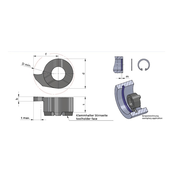 RS016.0265/AL41F DÜMMEL, Minicut Schneideinsatz b=2.75+0.03; tmax=4.3; Dmin=16 - Typ S016, Minicut Schneideinsatz